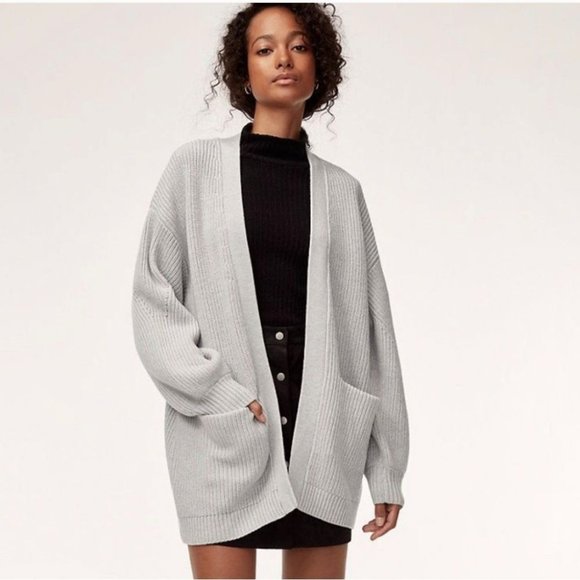 Aritzia Sweaters - WILFRED Unwind Cardigan Sweater Wool Oversized Heather Birch Grey Aritzia M